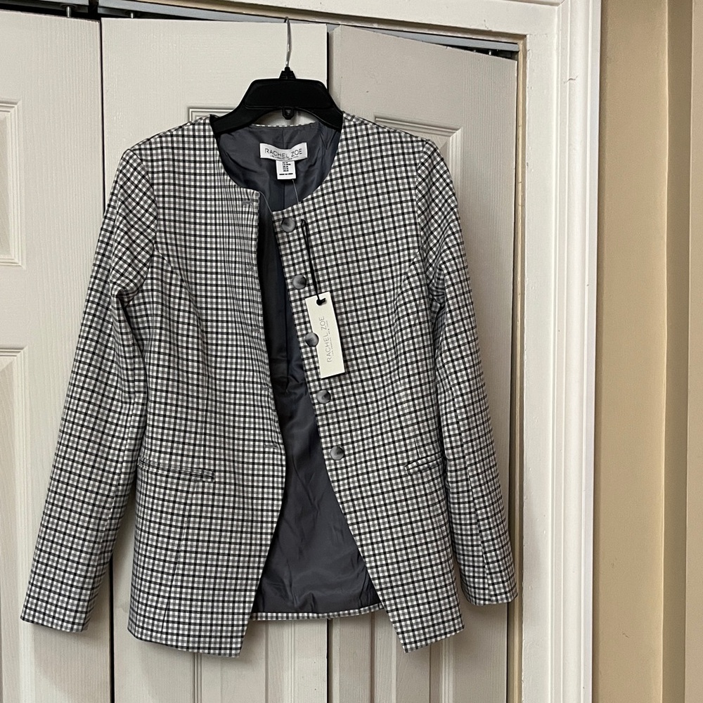 Rachel Zoe Black and White Plaid Blazer